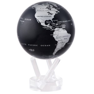 Mova Globe 4.5" SBE Black and Silver Metallic self rotating GLOBE   183044063412